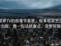 菠萝TV的叙事节奏里，叙事框架怎么出现：用一句话抓重点，菠萝剪辑